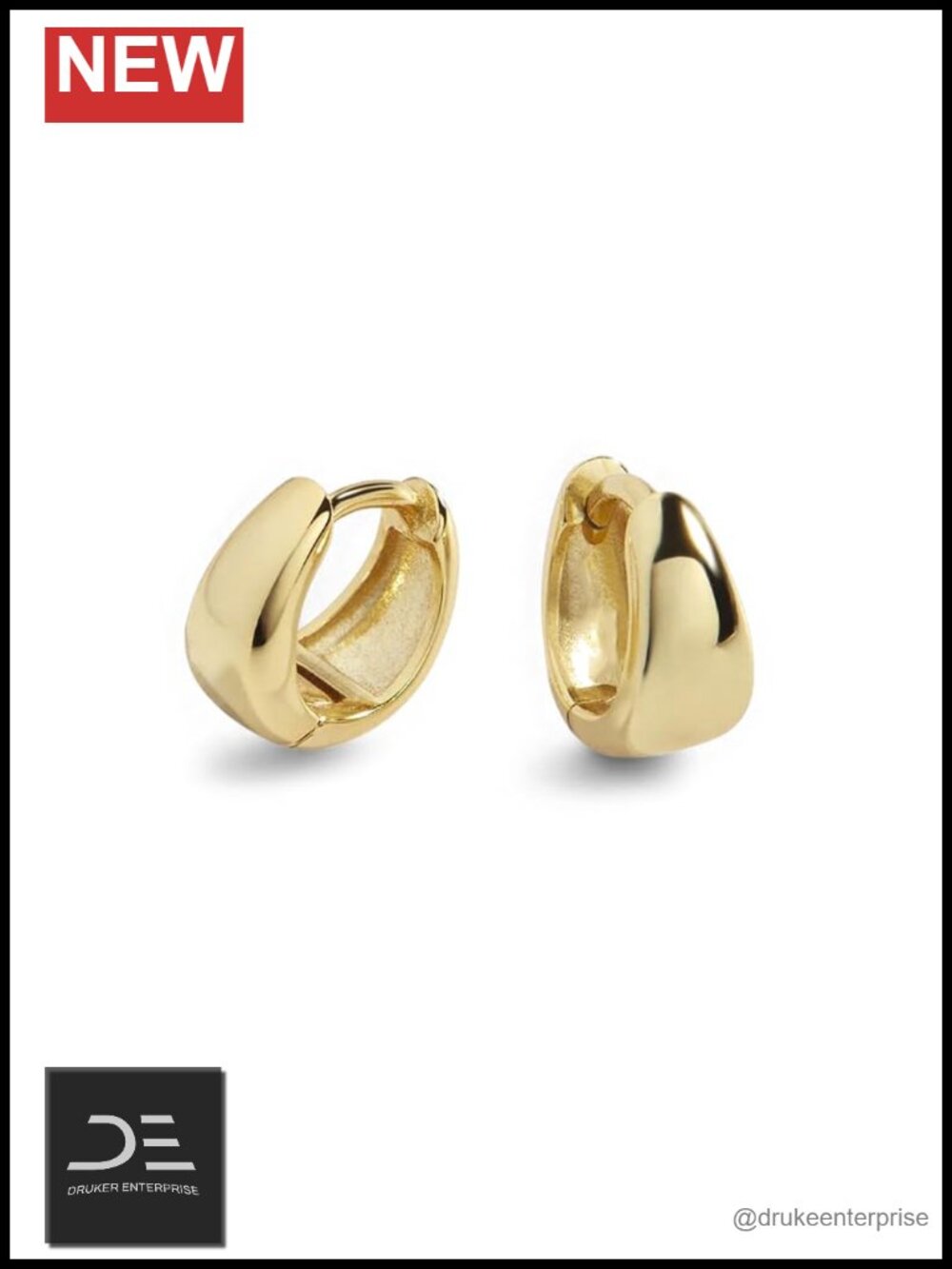 Teardrop Huggie Hoop Earrings for Women, CZ Accented, 18K Gold Plated Stainless